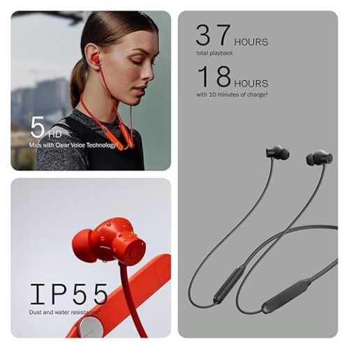 Neckband Pro Max Bluetooth in-Ear Headphones Compatible with CMF by Nothing 50Db Hybrid Active Noise CancellingEarbuds with 5 Hd Mics,Ip55 Bt5.3 37Hrs Long Play TimeDual DevicConnection (Orange) - Image 2