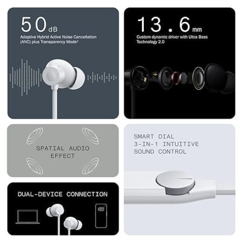 Neckband Pro Max Bluetooth in-Ear Headphones Compatible with CMF by Nothing 50Db Hybrid Active Noise CancellingEarbuds with 5 Hd Mics,Ip55 Bt5.3 37Hrs Long Play TimeDual DevicConnection (Orange) - Image 3