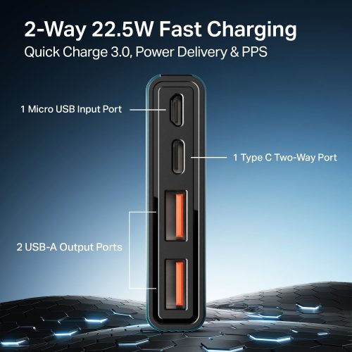 boAt 10000 mAh 22.5 W Power Bank  (Steel Blue, Lithium Polymer, Quick Charge 3.0 for Mobile) - Image 2
