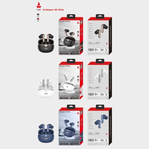 Boat airdopes161 Elite Cruze True Wireless Earbuds with 40H Playtime, ENC Crystal-Clear Calls, Fast Charging, Elegant Design, Bluetooth 5.3 Low Latency Gaming TWS, Immersive Sound, IPX5 Waterproof. White